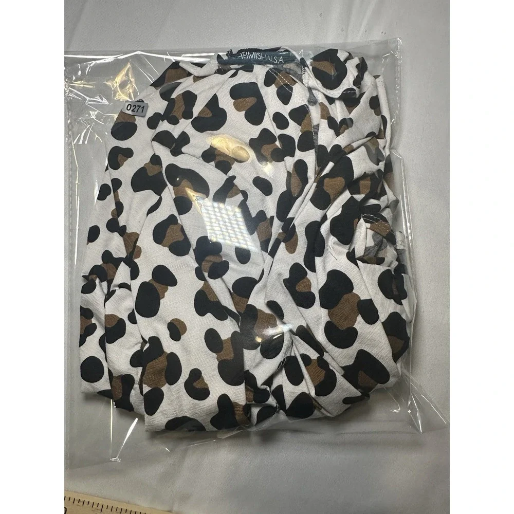 Heimish USA Leopard Print Open Front Cardigan Cheetah Boho Women's Medium Flowy - Picture 7 of 7